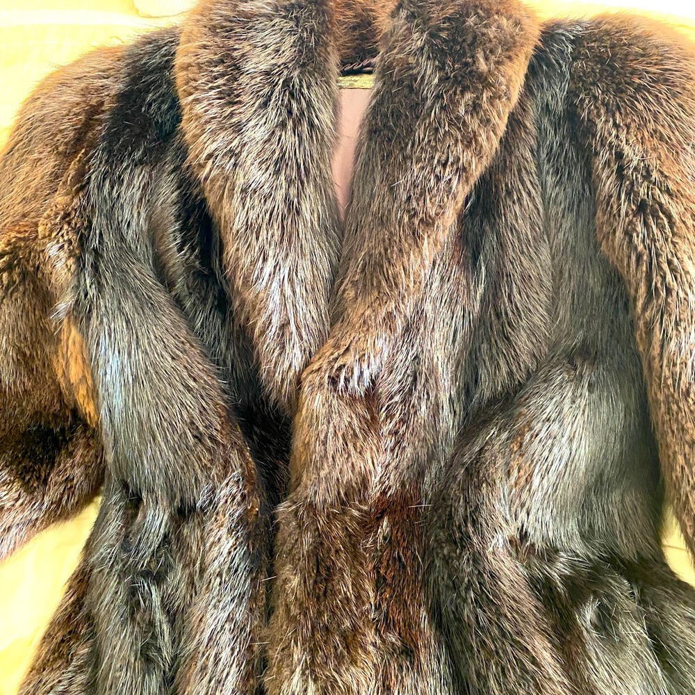 A SIZE 16 BEAVER Full length coat